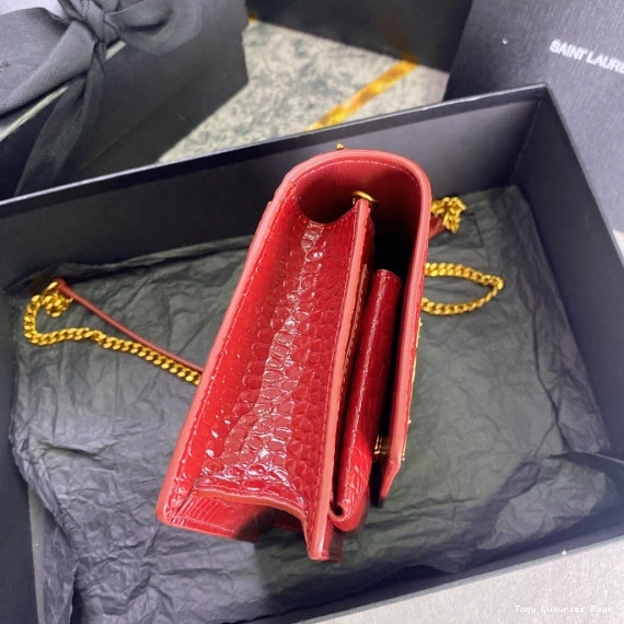 Tony Luxuries SUNSET YSL SHINY LEATHER CROCODILE-EMBOSSED IN 0805